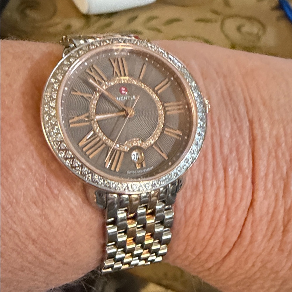 Michele Two-Tone Rose Gold and Silver Watch - Picture 2 of 10